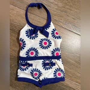 Janie and Jack 70's look toddler girl one piece swimsuit size 12-18 months
